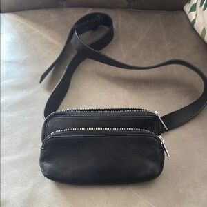 COS Black Crossbody Bag with Adjustable Strap and Zipper Closure